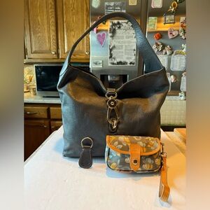 DB Bluish Gray Belvedere Leather Hobo Shoulderbag, DB Cosmetic Purse, DB Key Fob